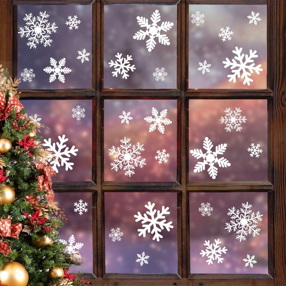 Snowflake Window Decal - Christmas Window Clings Static Stickers Snowflakes