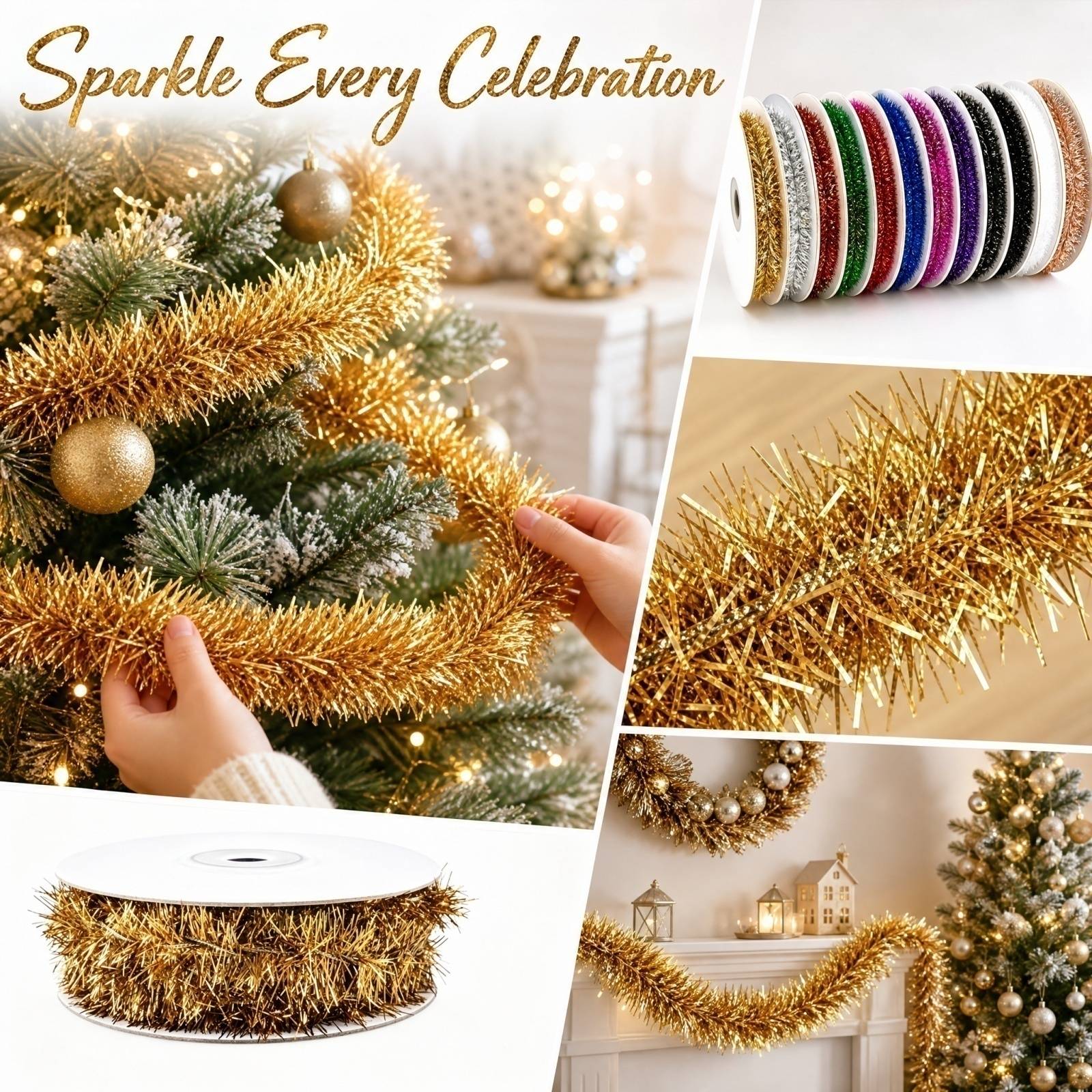 Tinsel Garland Decoration - Plastic Wire Garland 5m Long 9