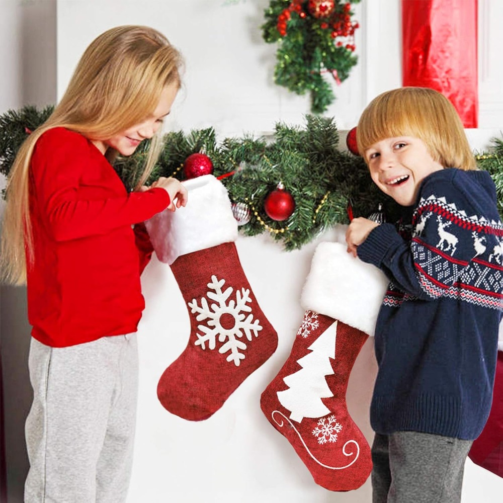 2-4 Pcs Large Burlap Christmas - đánh giá và giá Christmas Stocking Hanging