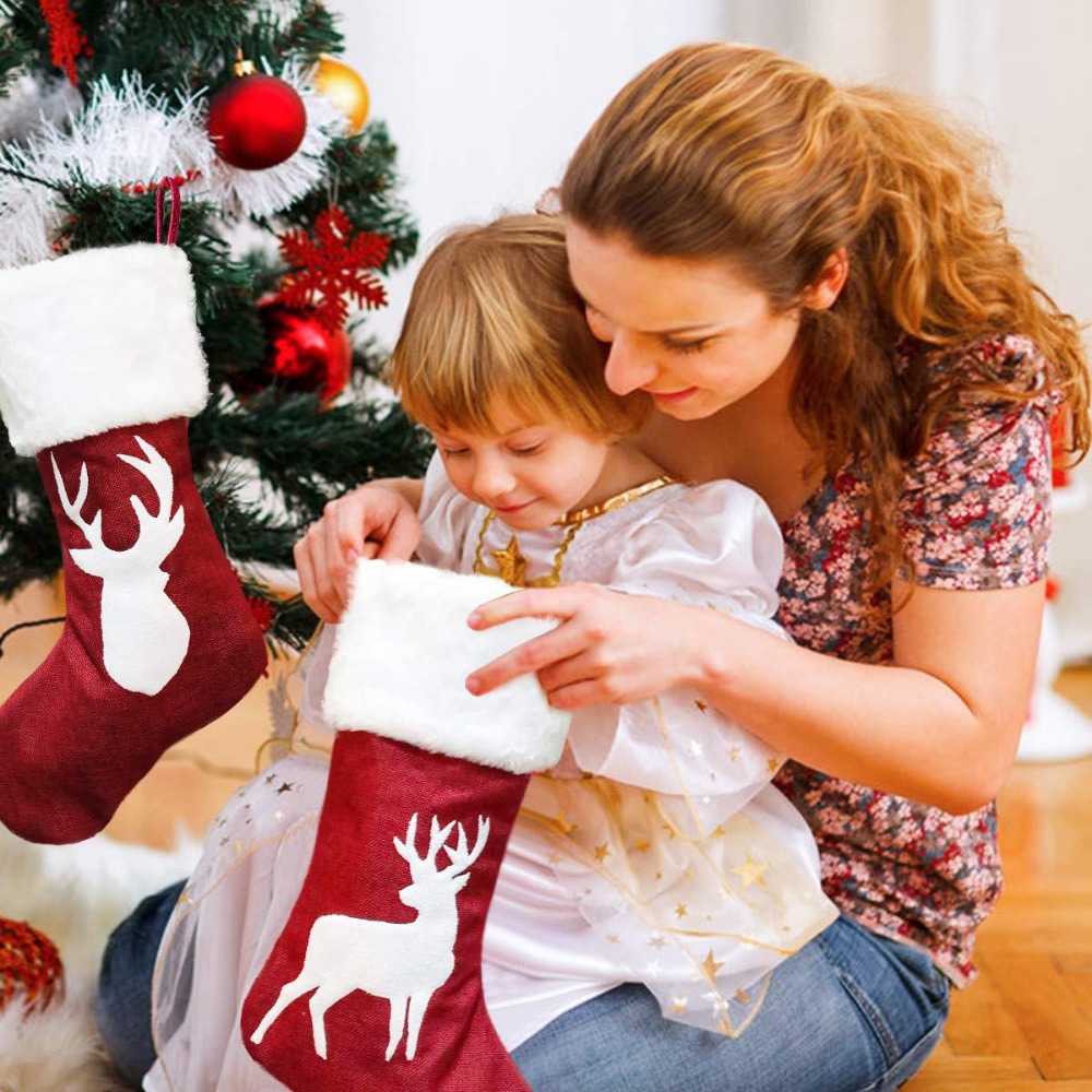 2-4 Pcs Large Burlap Christmas - đánh giá và giá Christmas Stocking Hanging