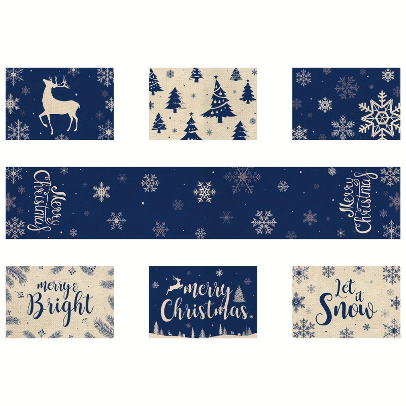 7-Piece Christmas Placemat and - đánh giá và giá Christmas Table Runner