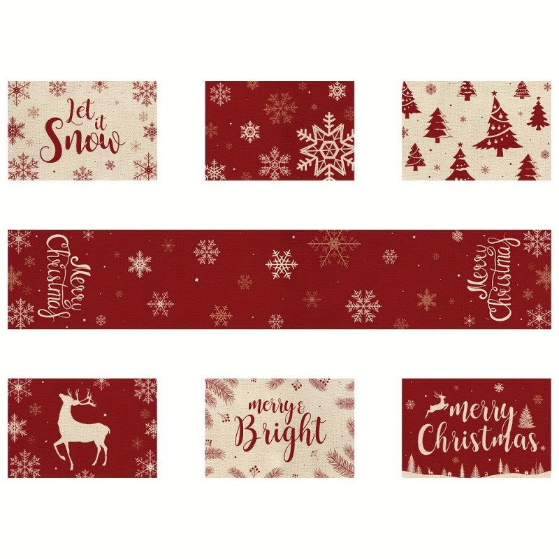 7-Piece Christmas Placemat and - đánh giá và giá Christmas Table Runner