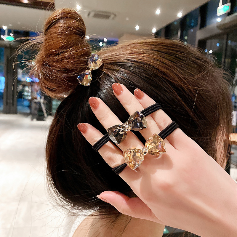 Rhinestone Bow Hair Ropes Set  - đánh giá và giá Ribbon Bow Gift