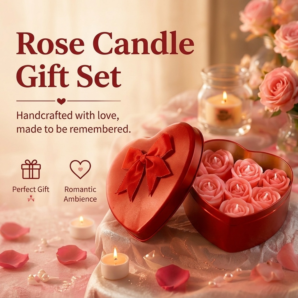 6-Piece Set of Rose-Shaped Soy - đánh giá và giá Holiday Candle Set