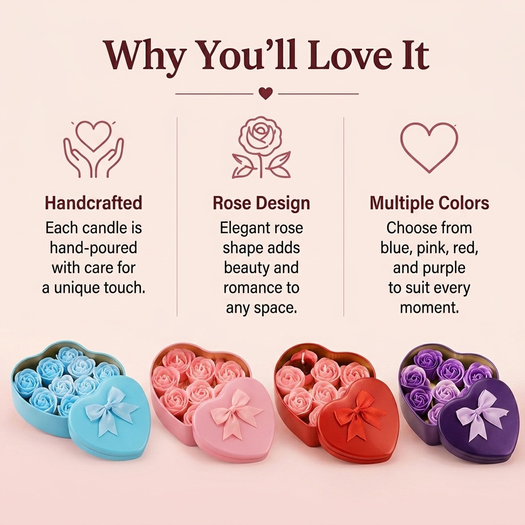 6-Piece Set of Rose-Shaped Soy - đánh giá và giá Holiday Candle Set