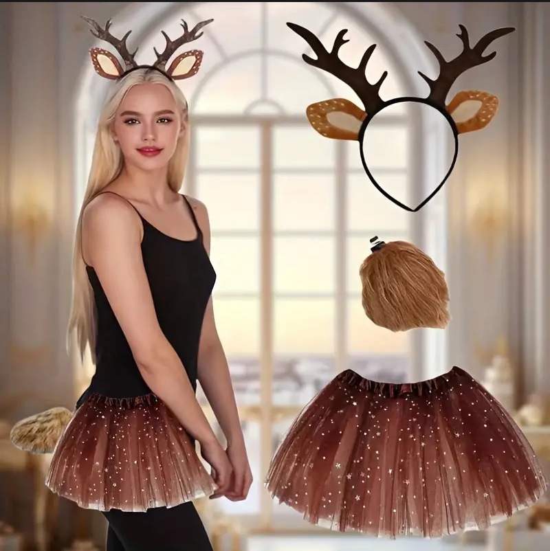 Reindeer Costume Set Tutu Skir - đánh giá và giá Reindeer Antlers Headband