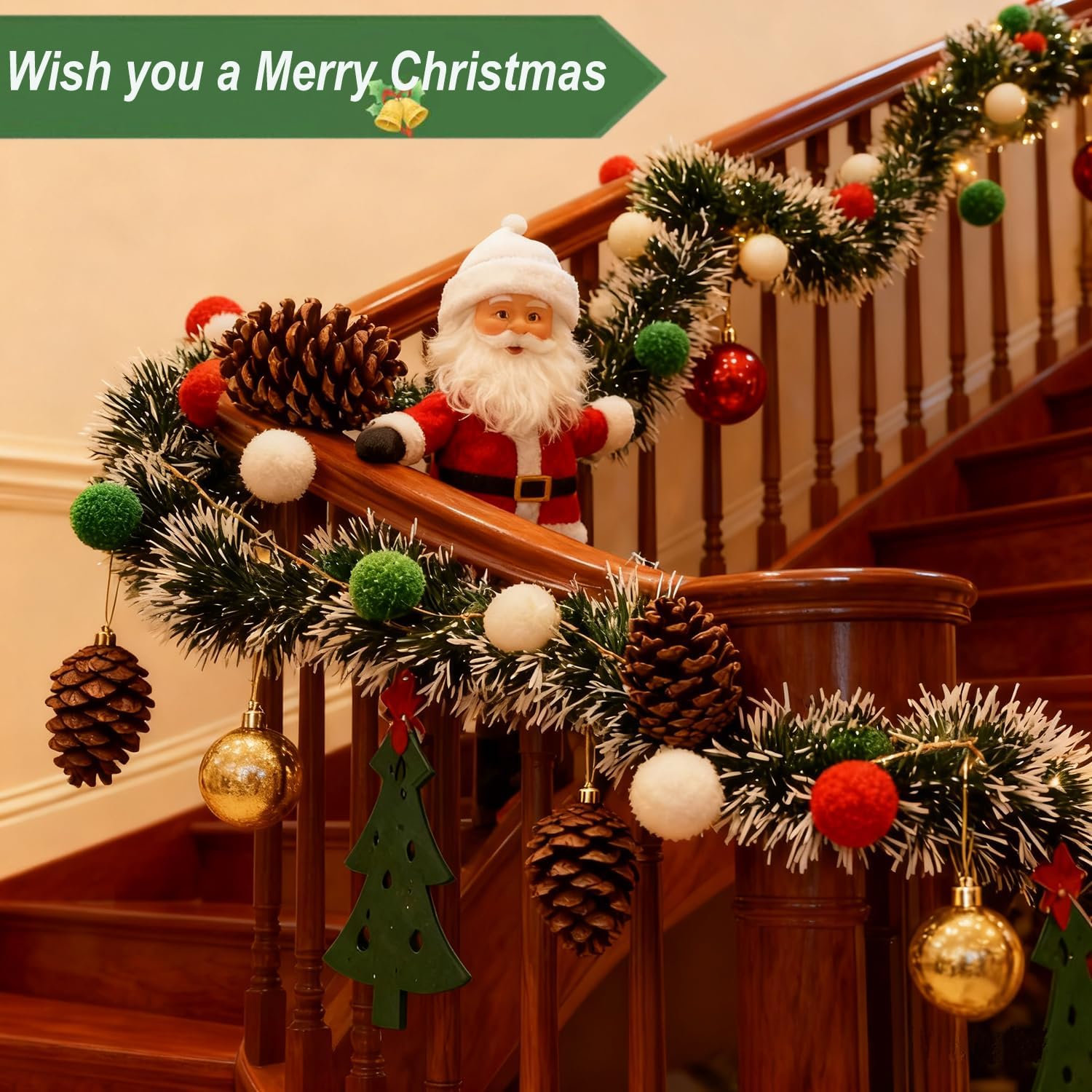 Green White Snow Christmas Tin - đánh giá và giá Tinsel Garland Decoration