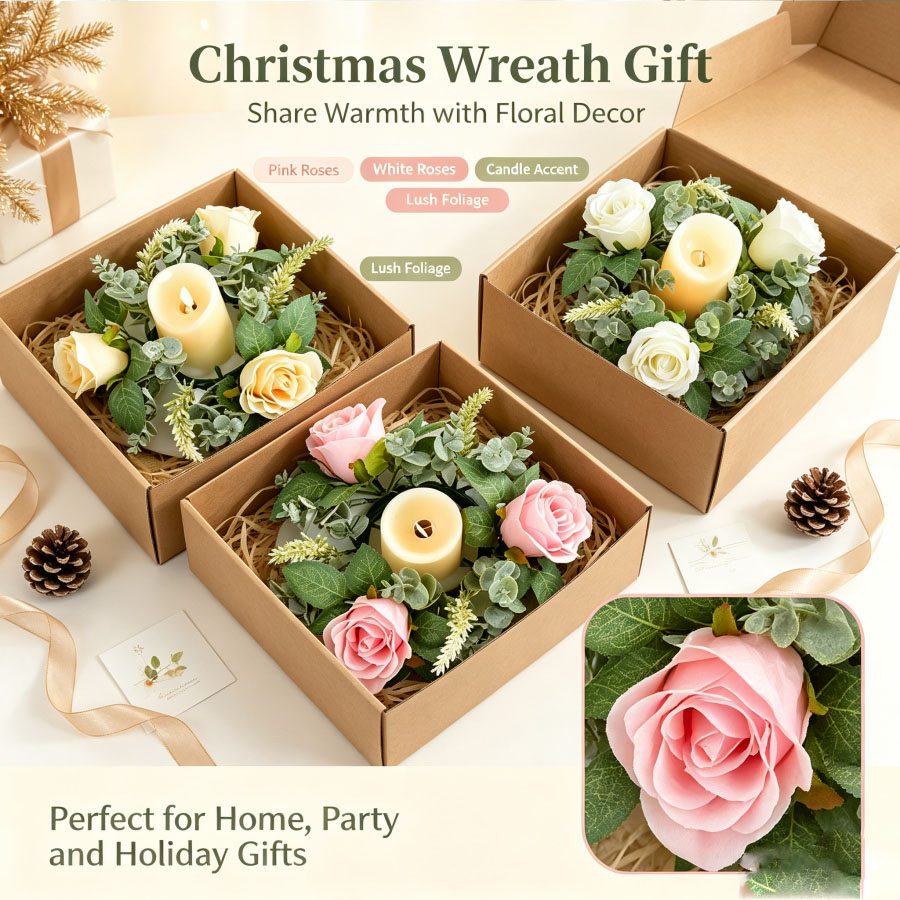 Artificial Rose Wreath Shaped  - đánh giá và giá Christmas Wreath Fake